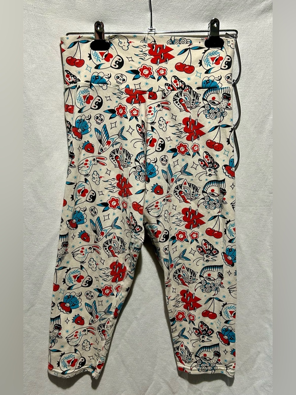 Thunderpants Inked Up L USA Organic Cotton High Rise 3/4 Leggings Tattoo Flash